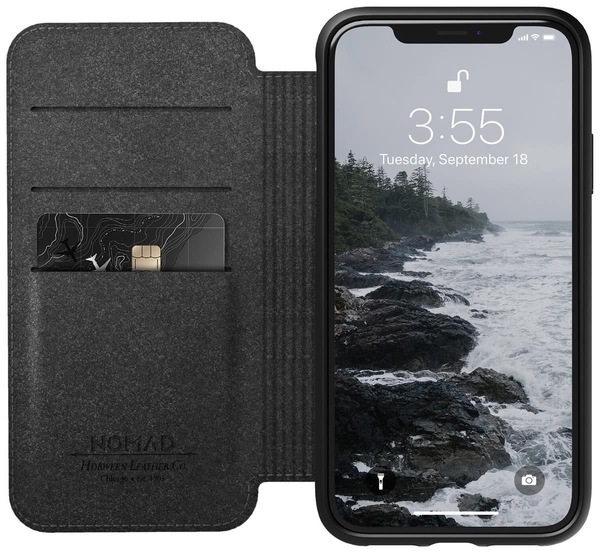 Nomad Rugged Leather Folio, iPhone Xr - Folio Case, Black