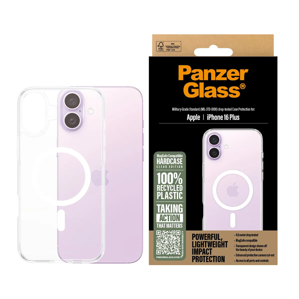 PanzerGlass iPhone 16 HardCase MagSafe skal, Vit