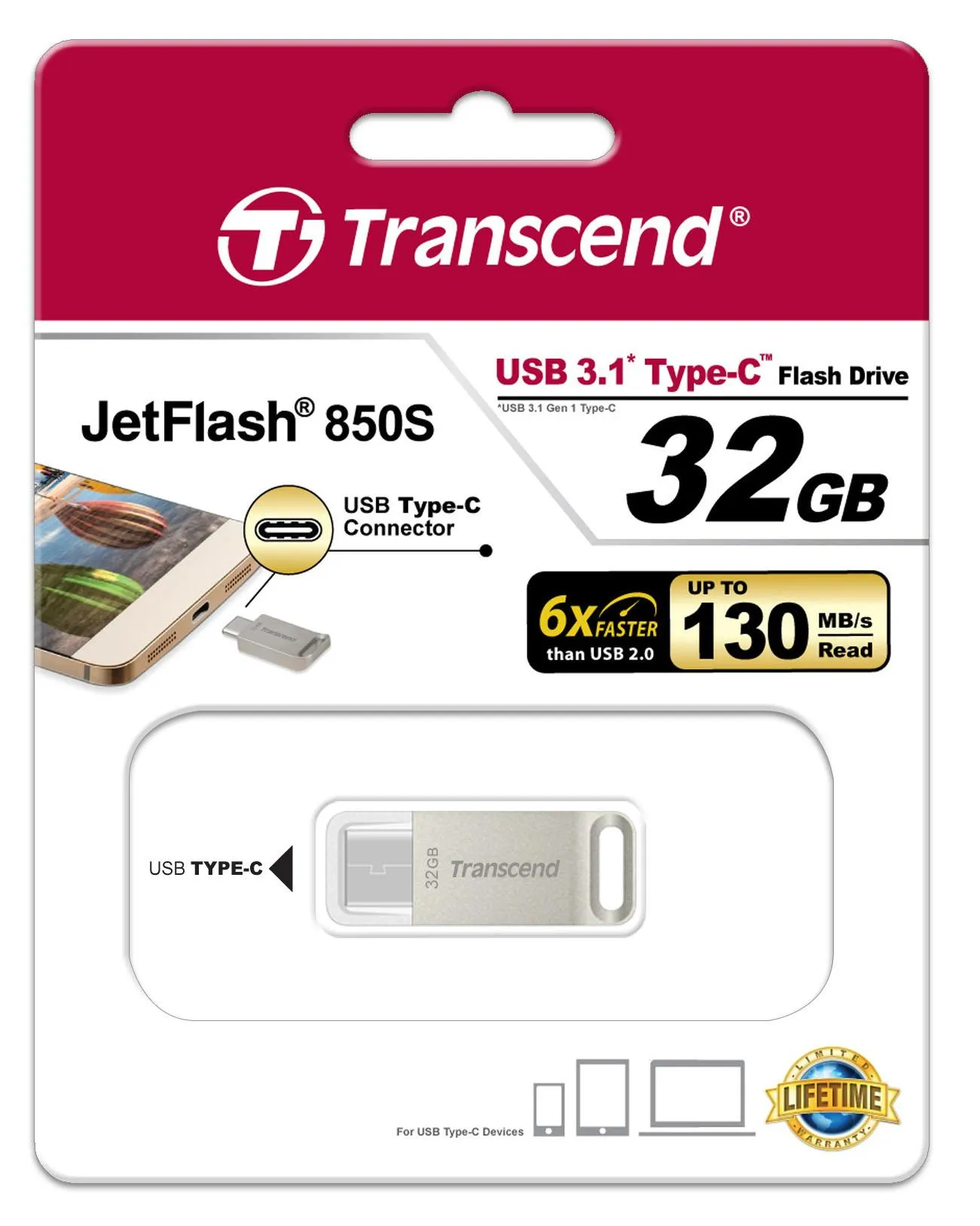 TRANSCEND JETFLASH 850 32GB USB TYPE-C