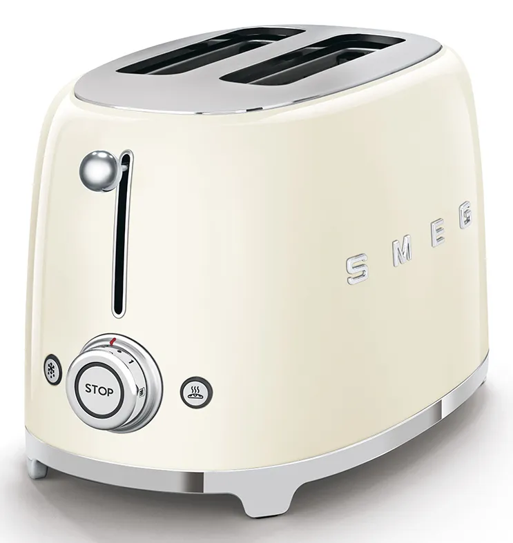 Smeg 50's Style TSF01CREU -leiv&auml;npaahdin, 2 viipaleita, kerma