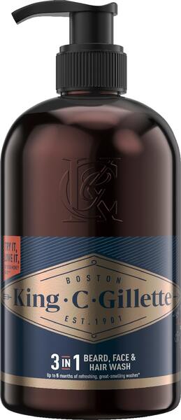 Gillette King C. Gillette 3-in-1 - beard, face &amp; hair wash, 350 ml