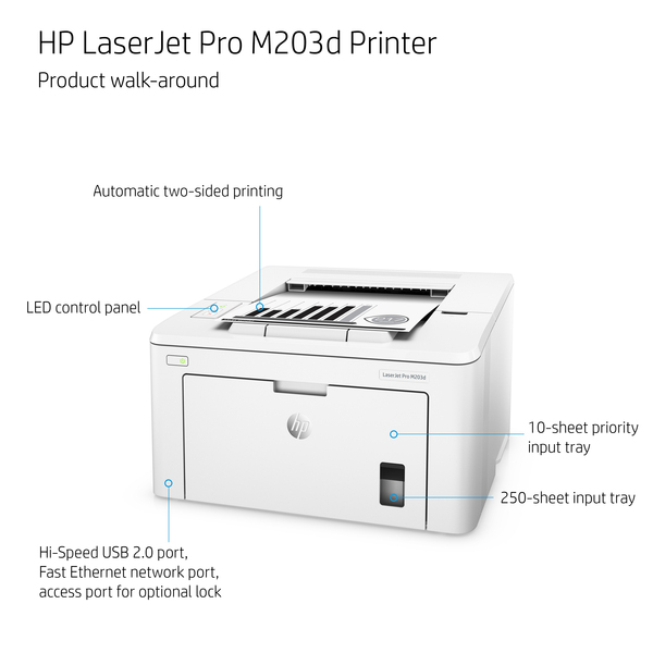 HP LaserJet Pro M203dn Duplex, LAN, A4 - mono laser printer