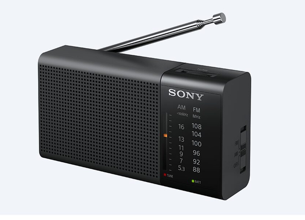 SONY ICFP37.CE7 Light Portable FM Radio with headphone socket battery powered with hand strap Horizontal shape