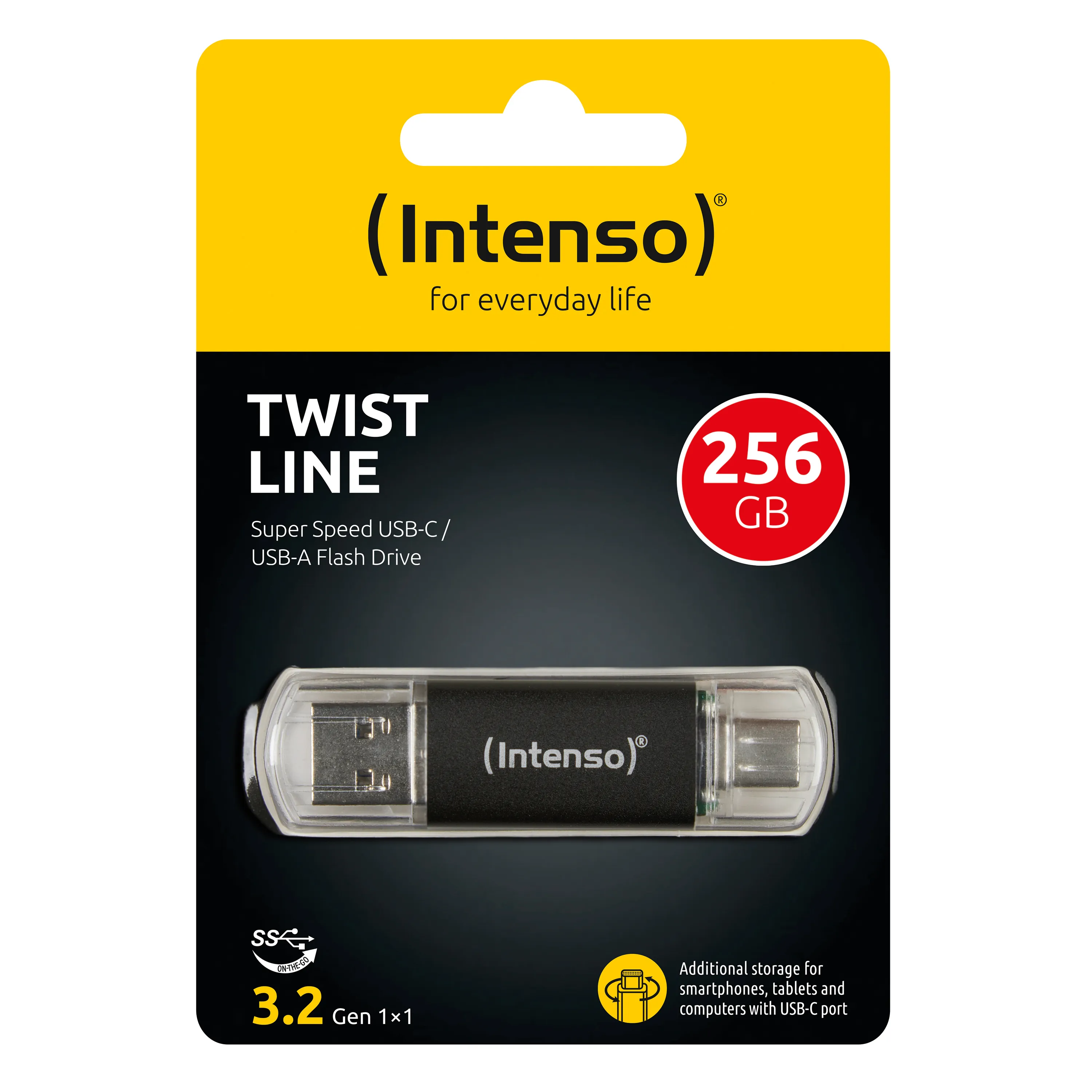 Intenso Twist Line USB-A / USB-C 3.2 Gen 1 256 GB USB-minne, 2-pack, anthracite