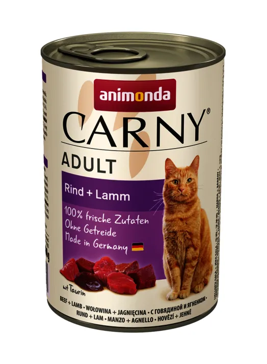 Animonda Carny Adult Beef and Lamb, V&aring;tfoder f&ouml;r katt, 400 g