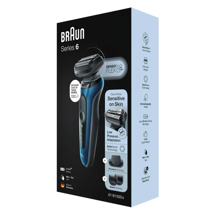 Braun Series 6 61-B1500s v&aring;t- och torrakning rakapparat, bl&aring;
