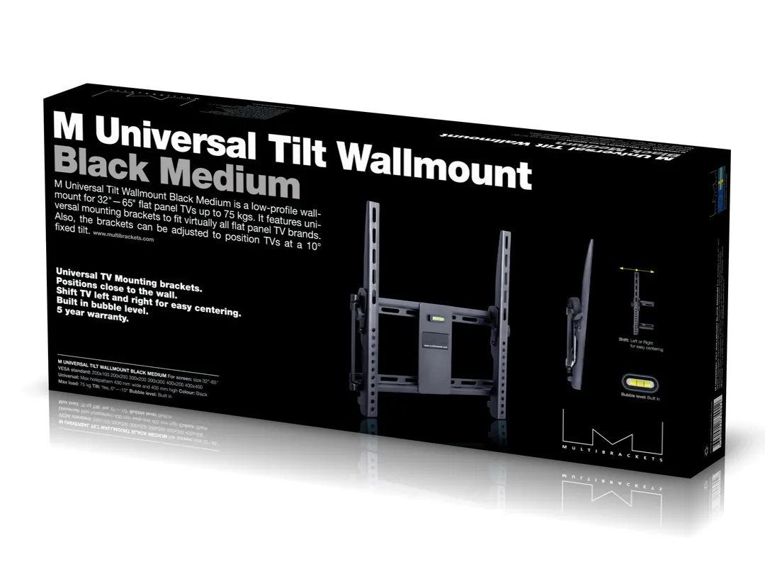 Multibrackets M Universal Tilt Wallmount Medium - Wall mount - musta -n&auml;yt&ouml;n koko: 26"-46"