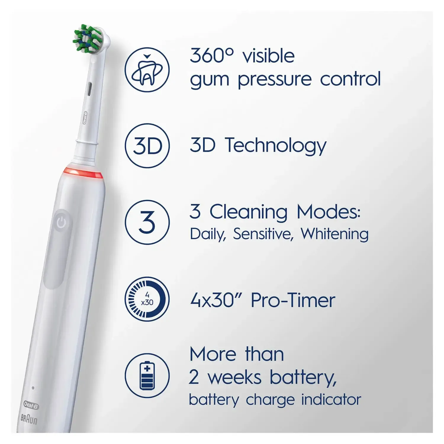 Oral-B Pro 3 3000 - eltandborste, vit