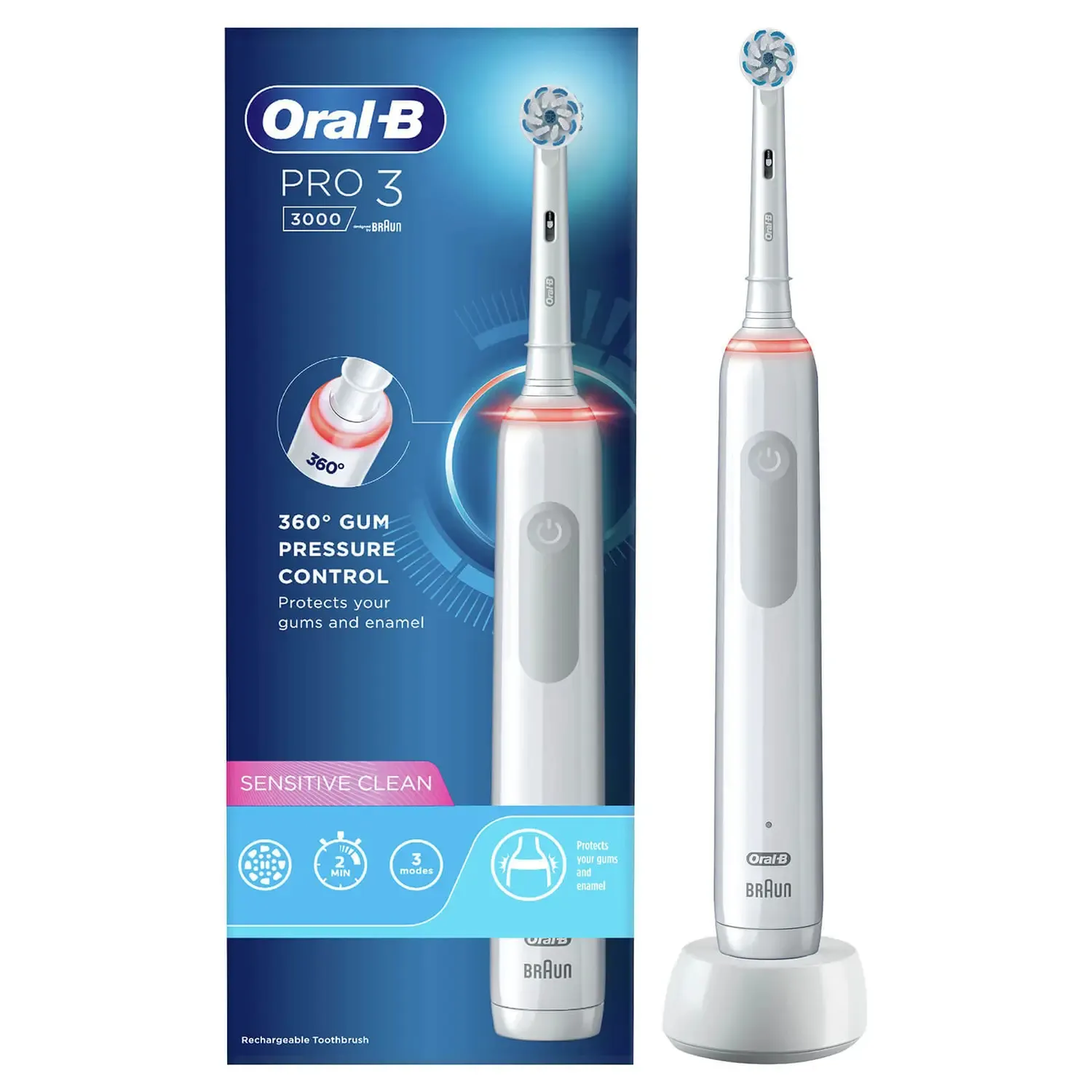Oral-B Pro 3 3000 - eltandborste, vit