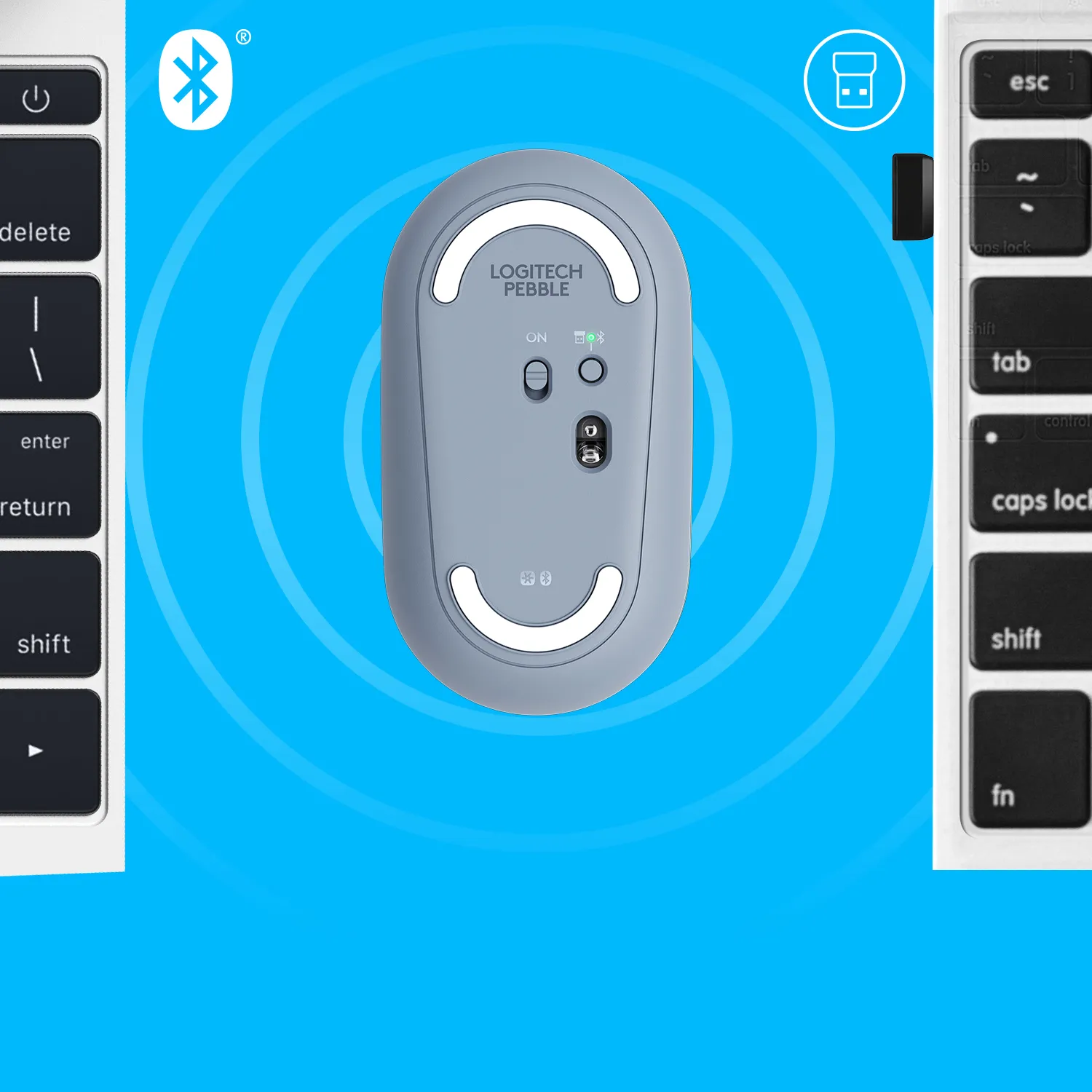 Logitech Pebble M350 Wireless Mouse, Blue Grey