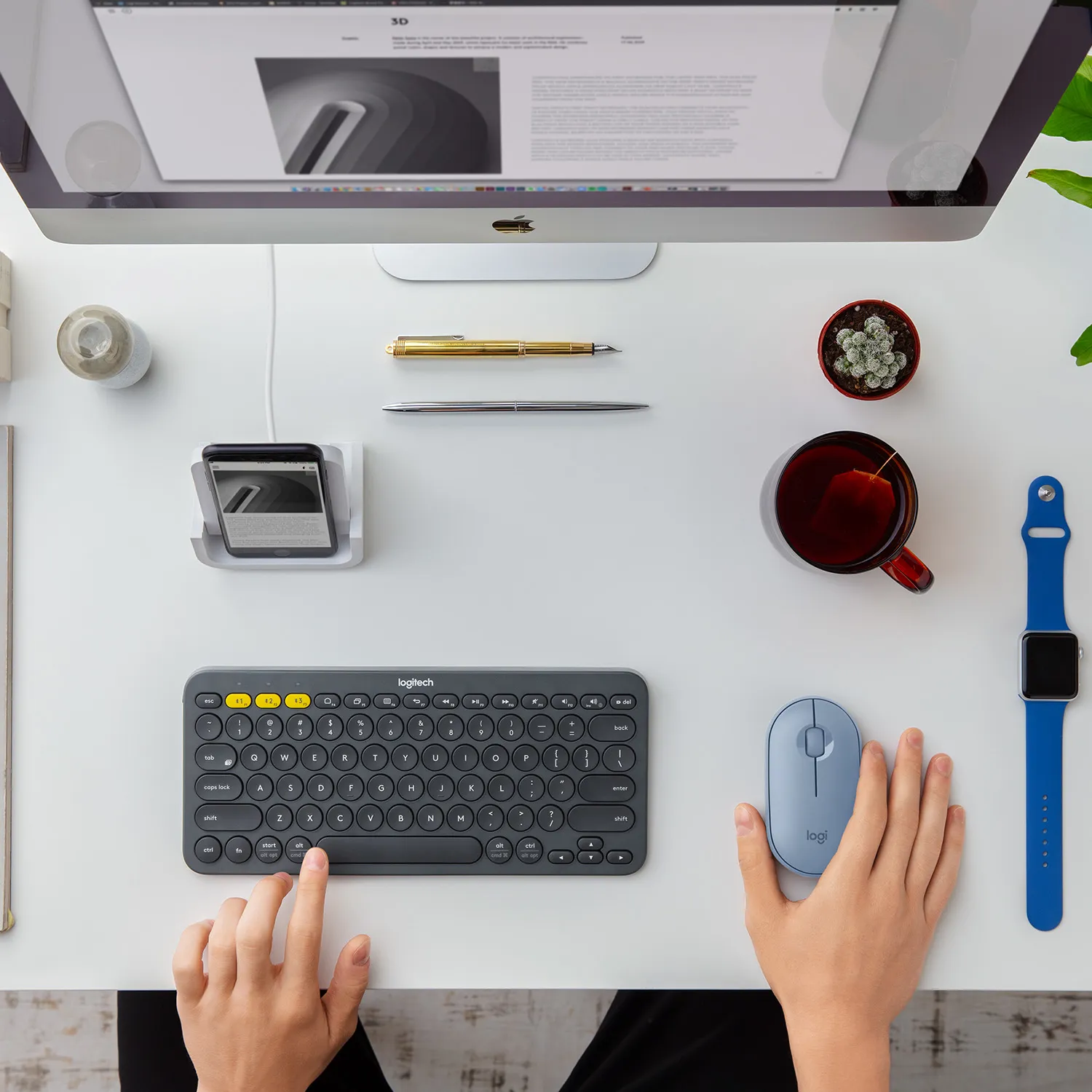 Logitech Pebble M350 Wireless Mouse, Blue Grey