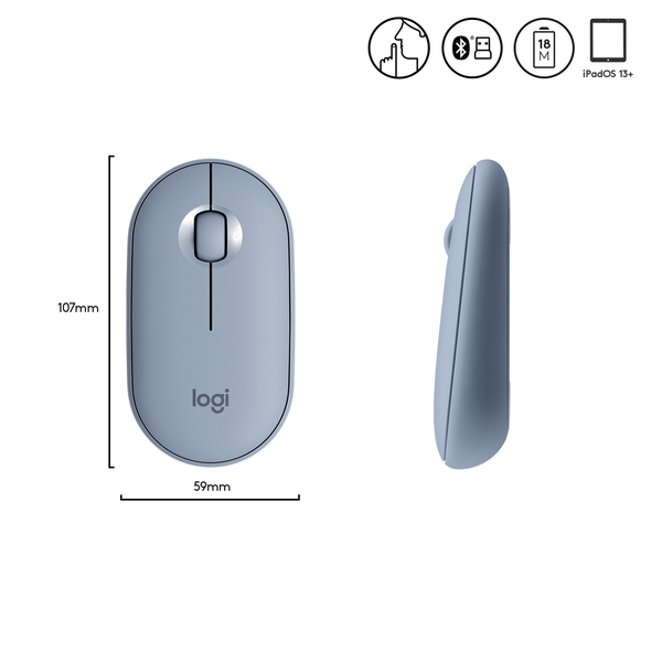 Logitech Pebble M350 - wireless mouse, blue/grey