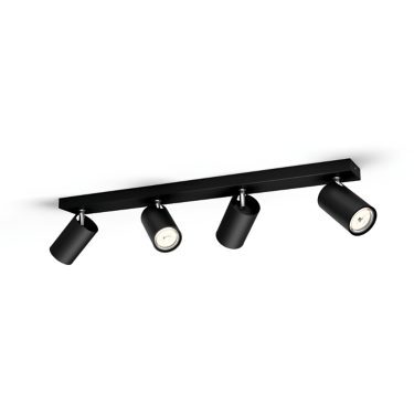 Philips myLiving Kosipo 4-Spot Ceiling/Wall Spotlight GU10 Black
