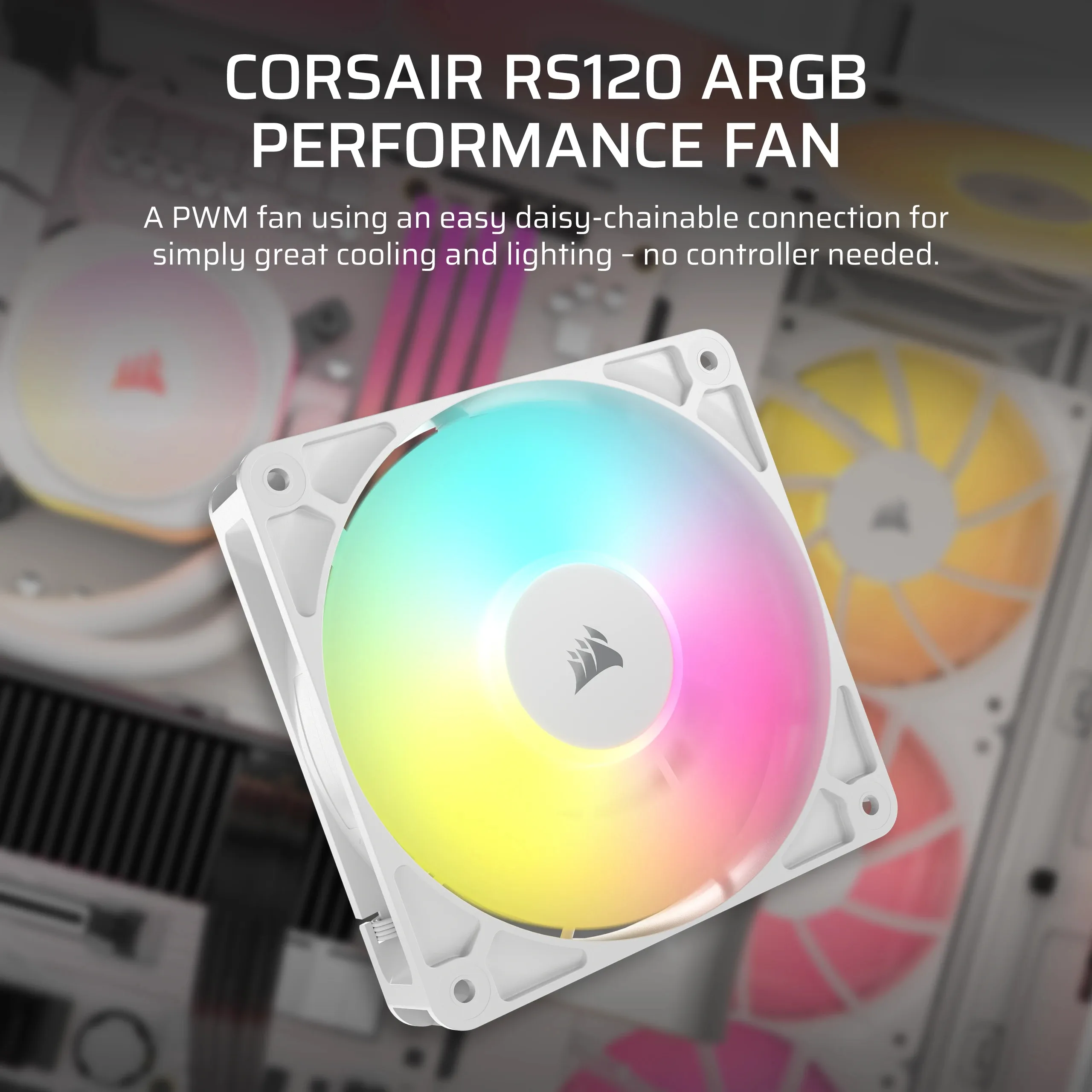 Corsair RS120 120mm ARGB - chassi fl&auml;kt, white