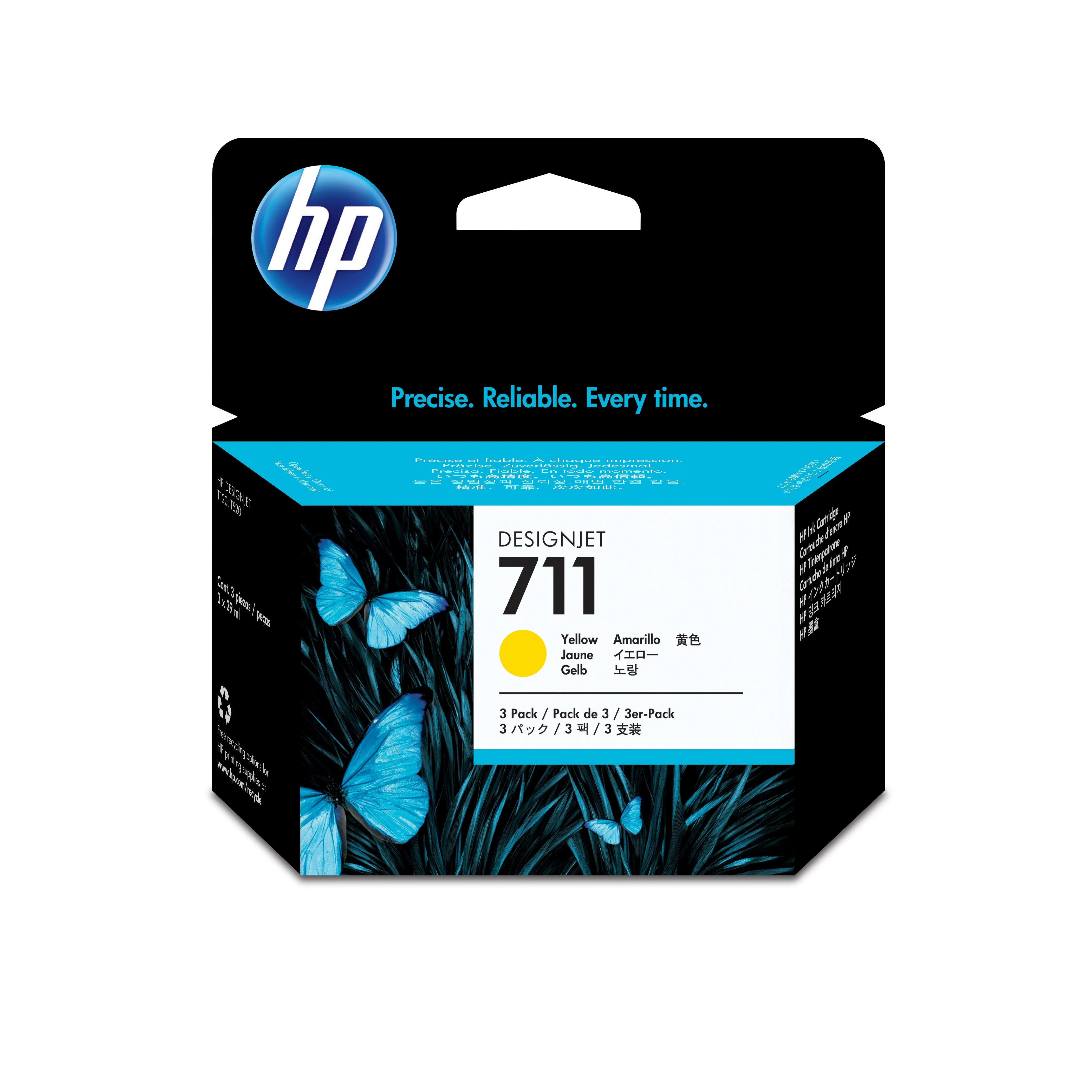 HP 3x 711 ink Yellow DJ T120 520
