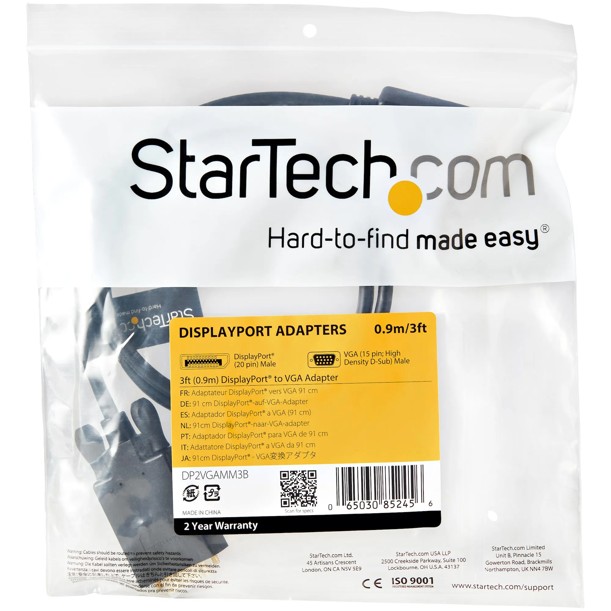 STARTECH.COM DP2VGAMM3B DisplayPort to VGA - 3ft - Active - Black