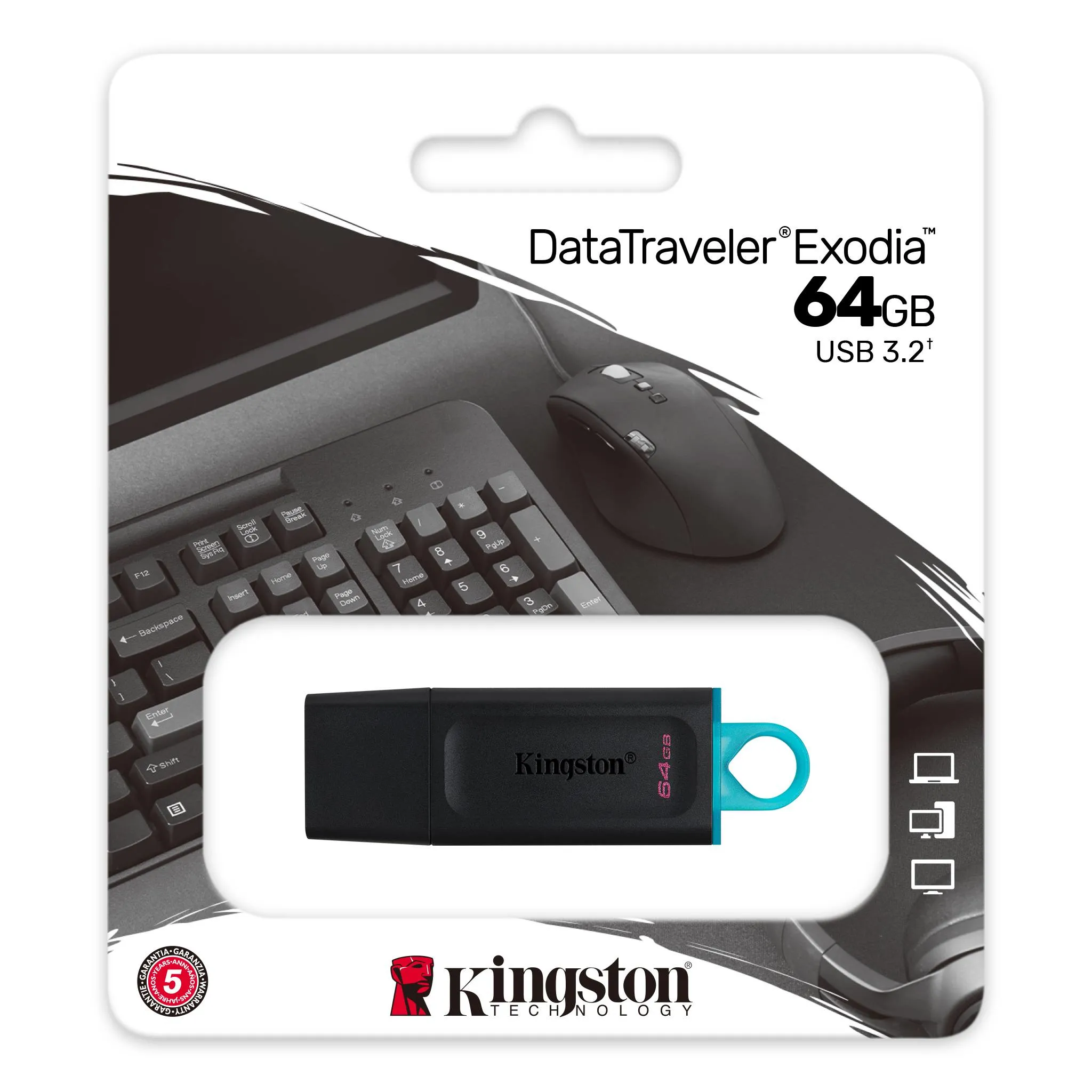 Kingston 64GB DataTraveler Exodia USB 3.2 Gen 1x1 - memory stick, Black