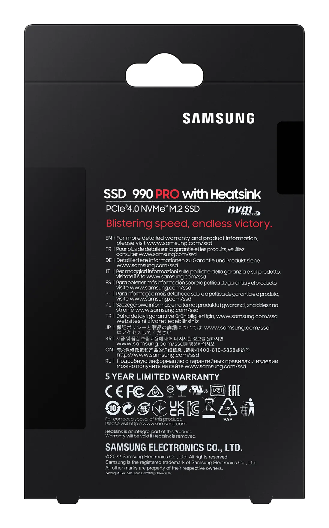 Samsung 990 Pro Heatsink 1 Tt, PCIe 4.0, M.2 -SSD-levy