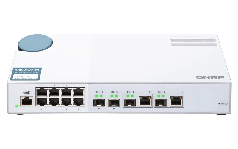 QNAP QSW-M408-2C 8 port 1Gbps 2 port 10G SFP+/ NBASE-T Combo 2 port 10G SFP+ Web Management Switch