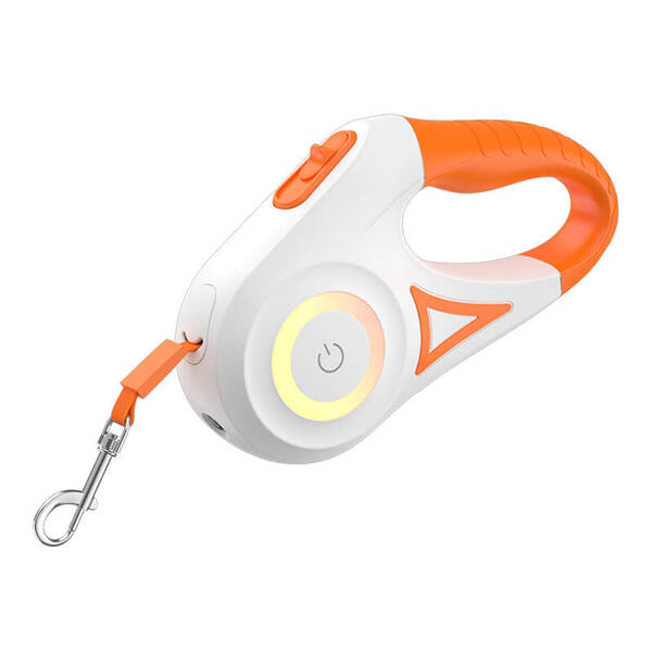 ROJECO RQYS-04 ORG Automatiskt indragbart belyst hundkoppel 5m, Orange