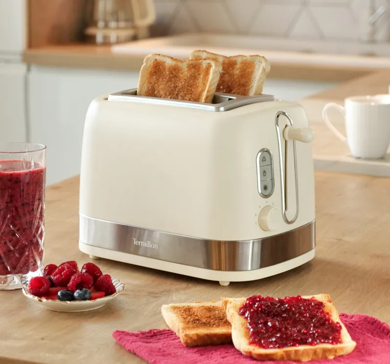 Terraillon Sunrise 2-Slice Toaster, 1050 watts, Cream