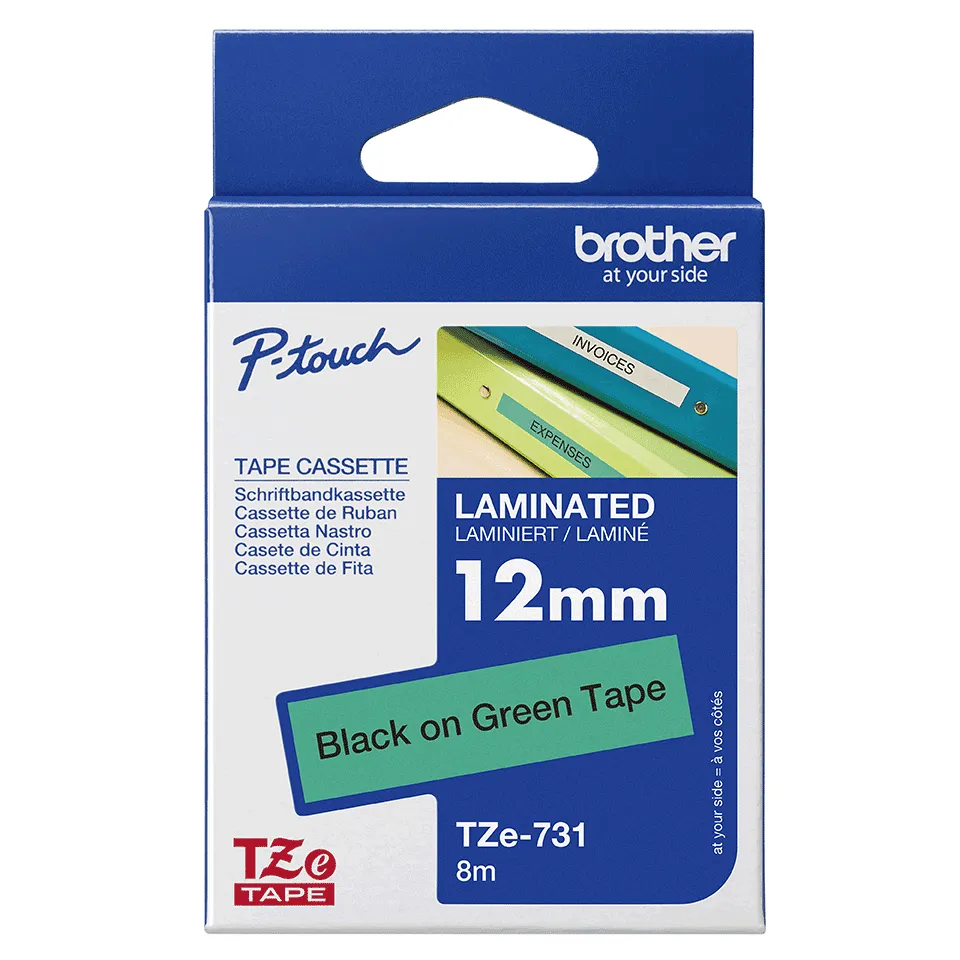 BROTHER TZ731 12 BLACK ON GREEN