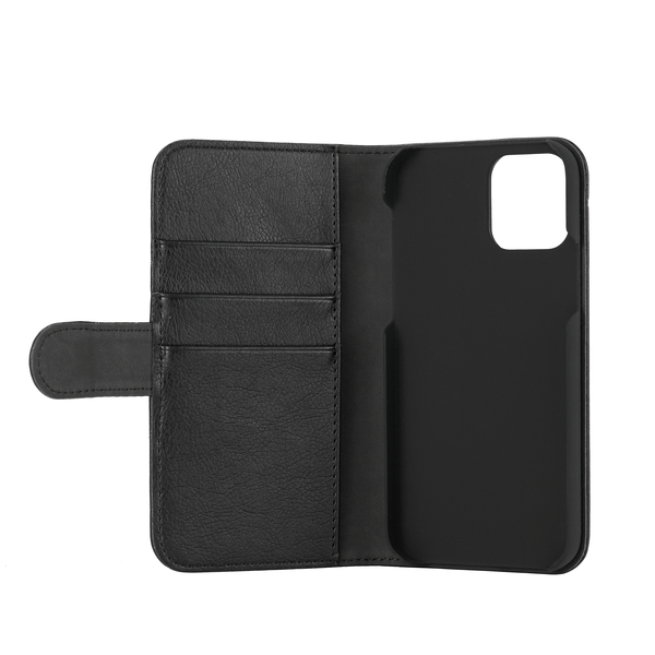 Essentials iPhone 12/12 Pro, PU Wallet, 3 cards, Musta