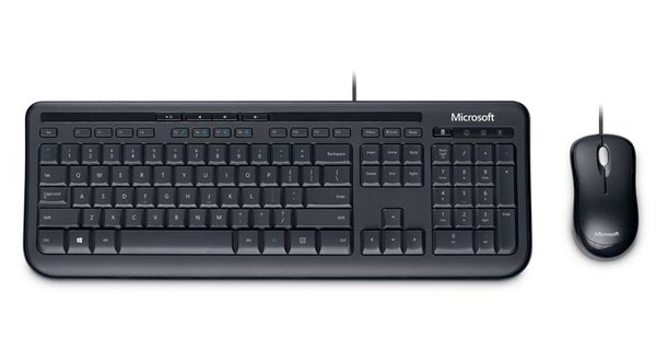 Microsoft Desktop 600 -n&auml;pp&auml;imist&ouml; ja hiiri, Musta