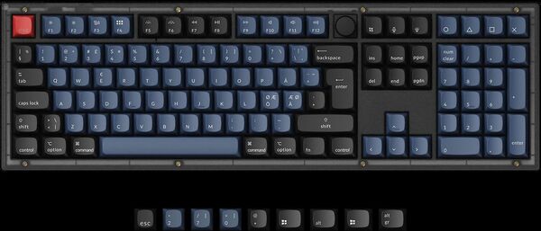 Keychron V6, QMK/VIA, Hot Swap 100%, Fully Assembled Knob Switch, Frosted Black, K Pro Red  - wireless gaming keyboard