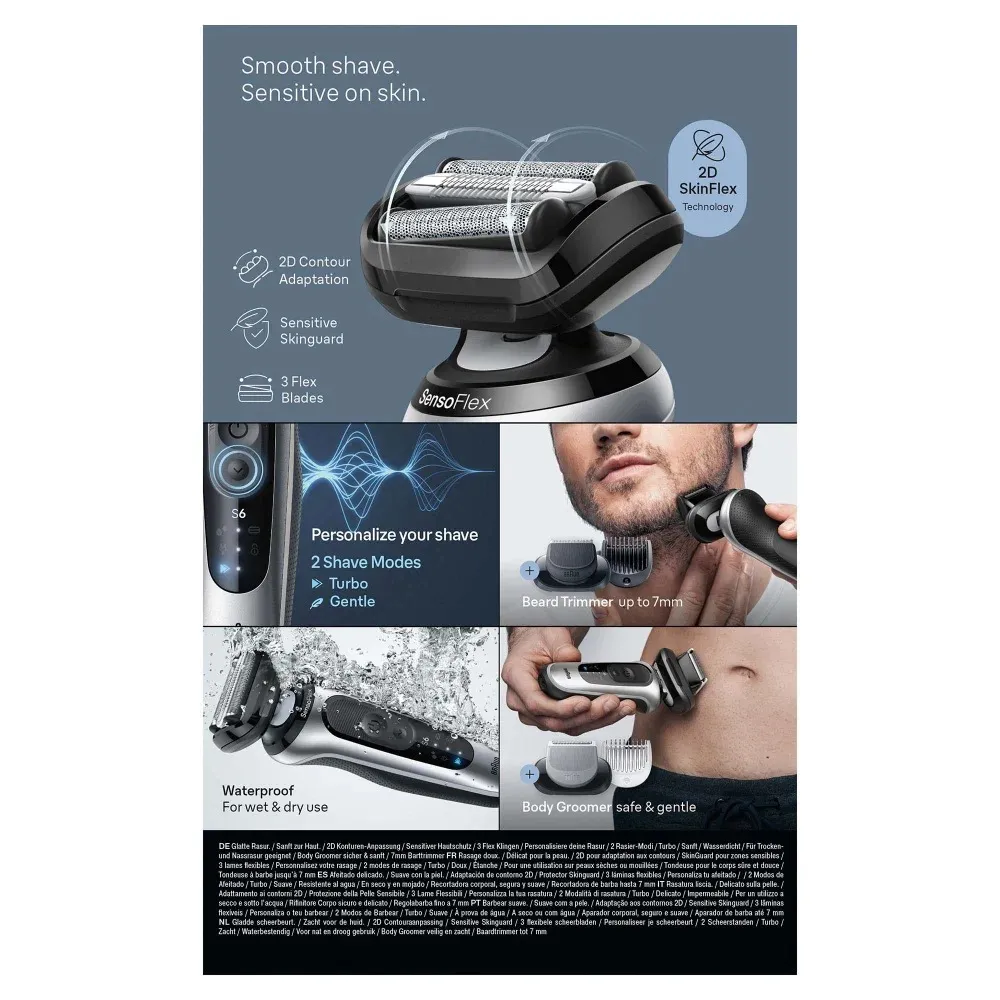 Braun Series 6 62-S7650cc -parranajokone, hopea