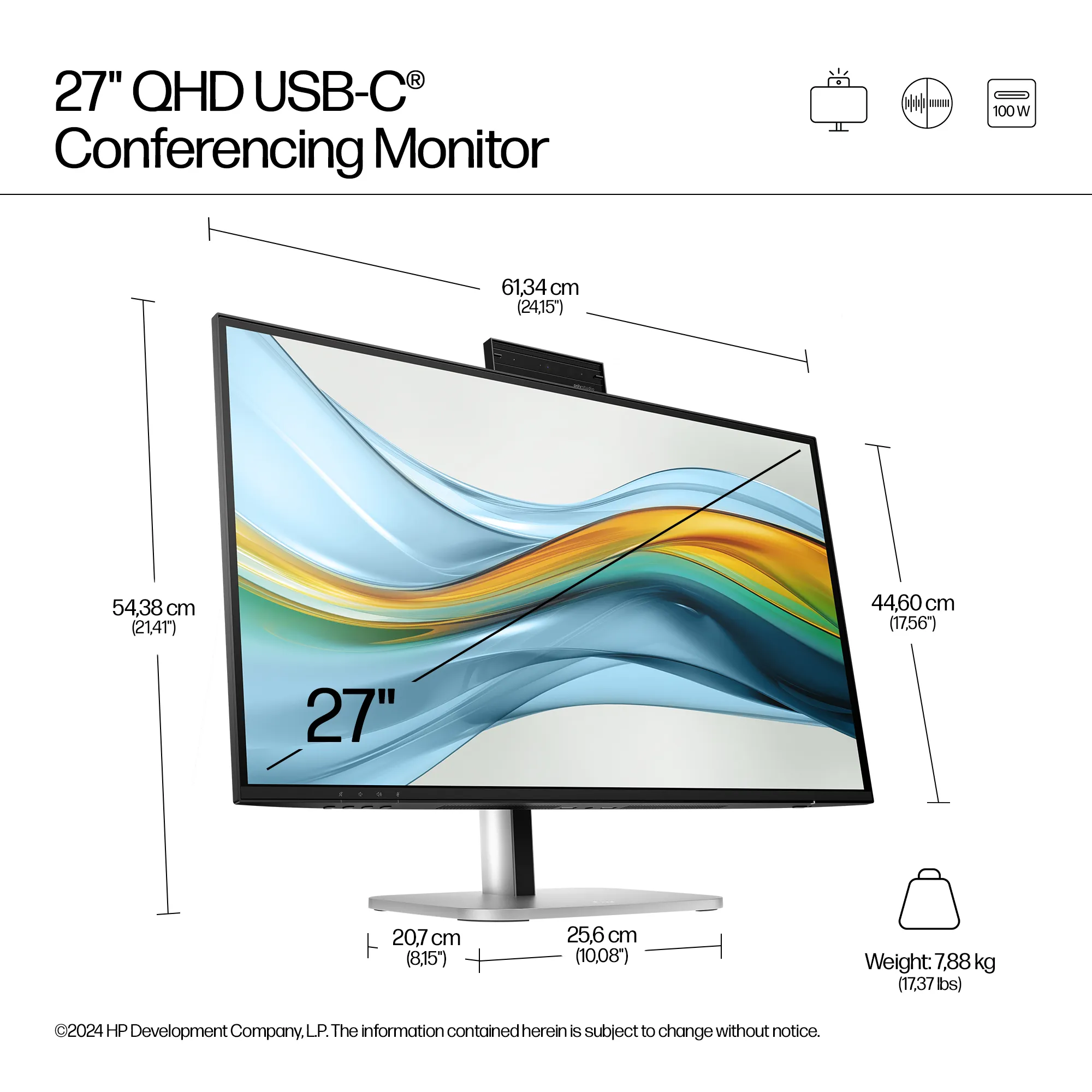 HP Series 5 Pro 527pm 27" QHD, IPS Monitor with USB-C hub