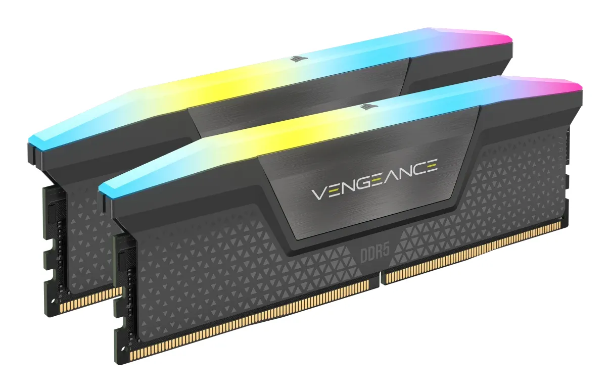 Corsair VENGEANCE RGB 32GB (2 x 16GB) DDR5 6000 MHz, CL38 Memory, Grey (XMP/EXPO)