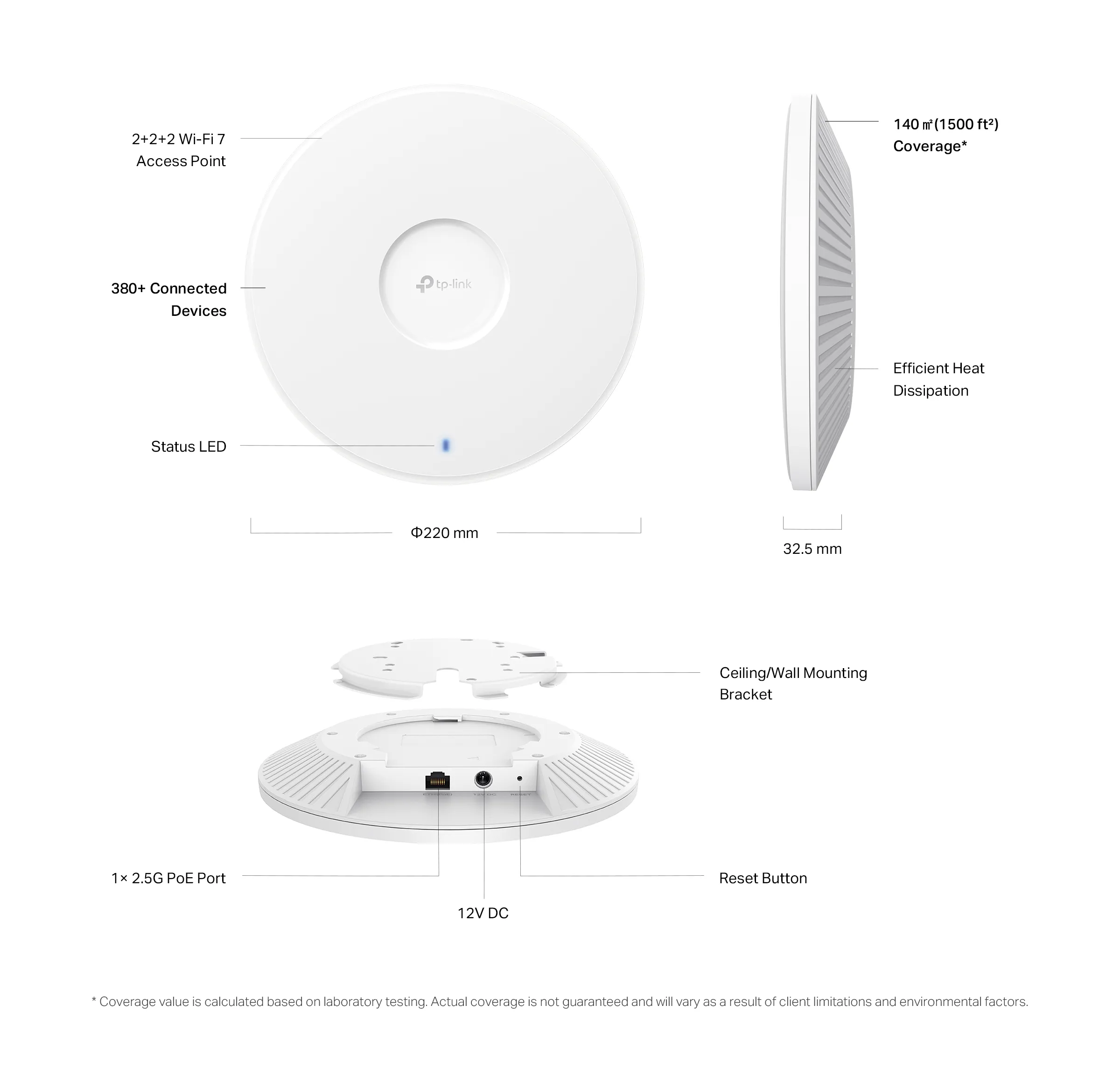 TP-LINK EAP772 BE9300 TB WIFI7 CEILING MOUNT AP
