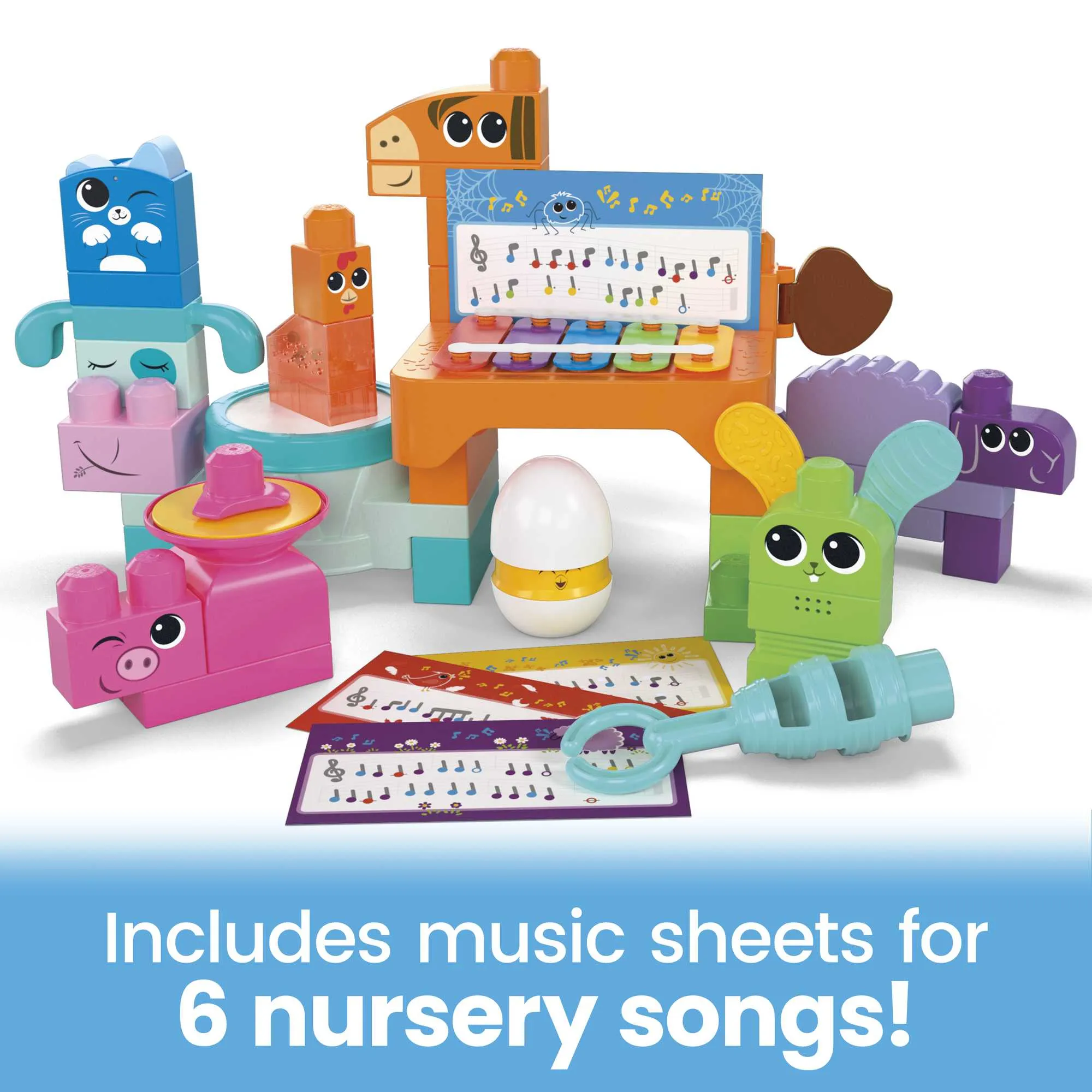 Mattel MEGA BLOKS Musical Fun Farm Animals Construction Toys