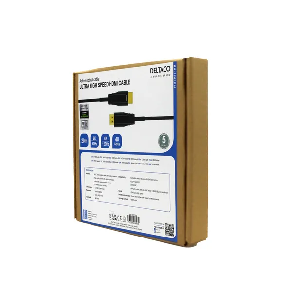 Deltaco ULTRA High Speed AOC HDMI - cable, 20m, Black