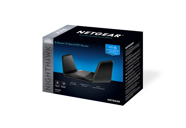 Netgear Nighthawk Nighthawk Tri-Band AX8 8-Stream AX6600 WiFi 6 Router (RAX70) Tri-band - Wi-Fi 6 router