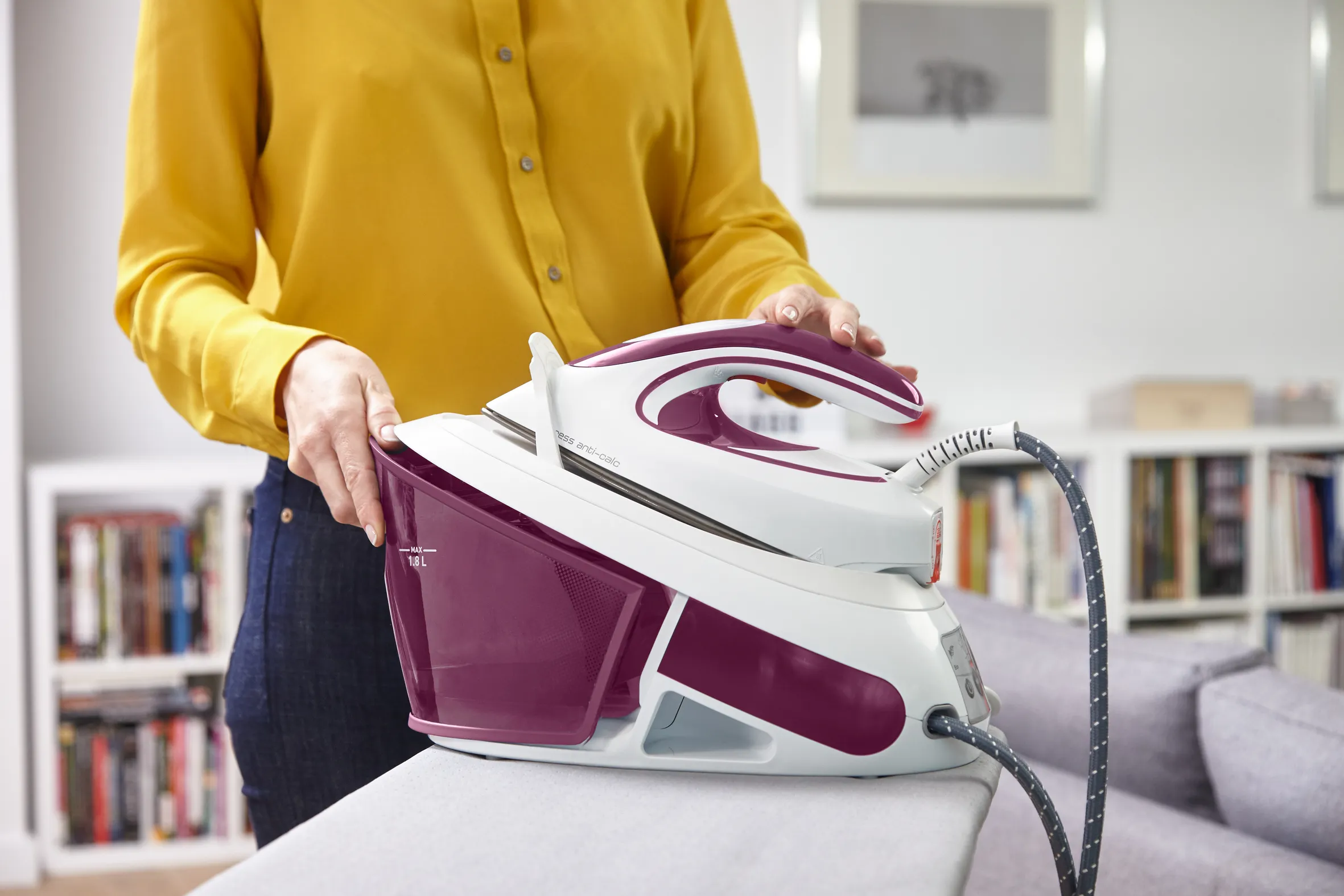 Tefal Express Anti-Calc SV8054E0 Dampstrygejern Lilla Hvid