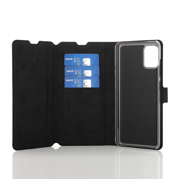 Wave Multipocket Book Case, Samsung Galaxy A51 - Wallet Case, Black