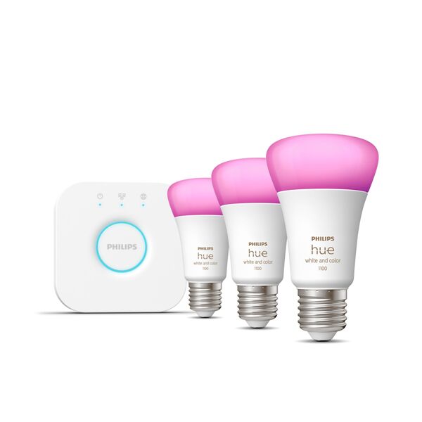 Philips Hue White and Color Ambiance E27 A60 LED Starter Kit (3 bulbs + Bridge)