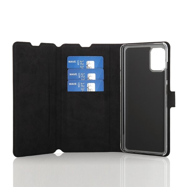 Wave Multipocket Book Case, Samsung Galaxy A51 - Wallet Case, Black