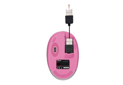 Trust Retractable Optical Mini Mouse Pink