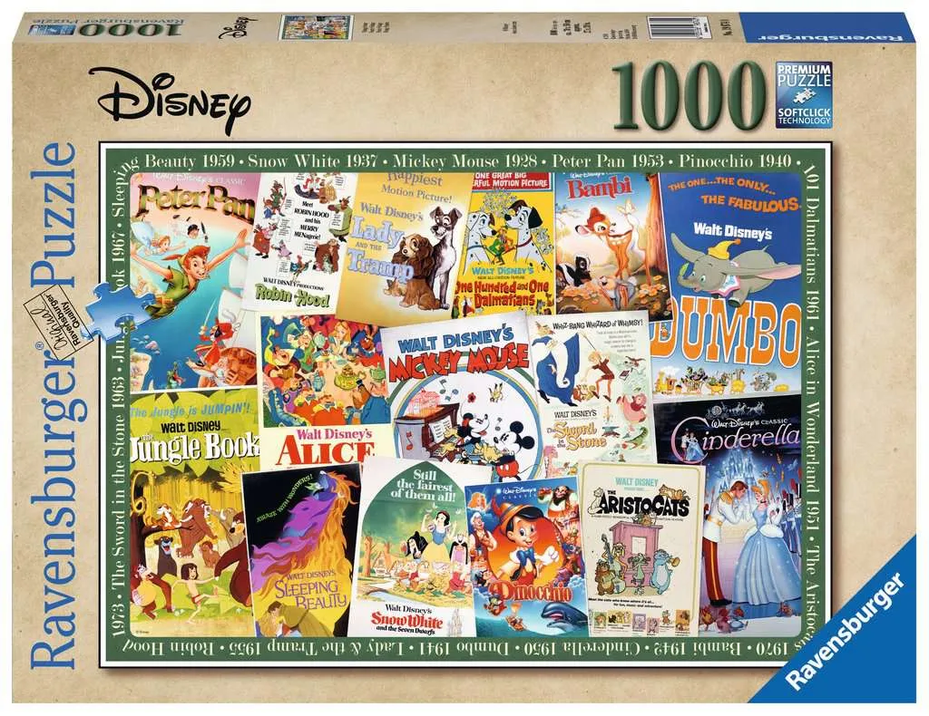 Ravensburger Disney Vintage Movie Poster -palapeli, 1000 palaa
