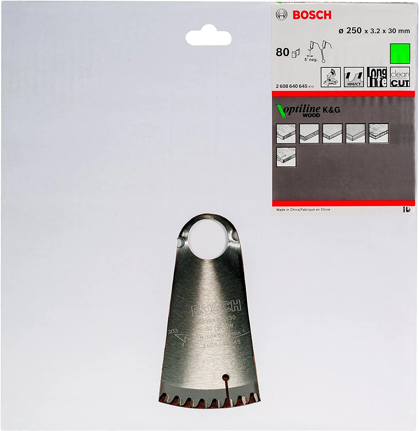 Bosch circular saw blade Optiline Wood, 250mm, 80T