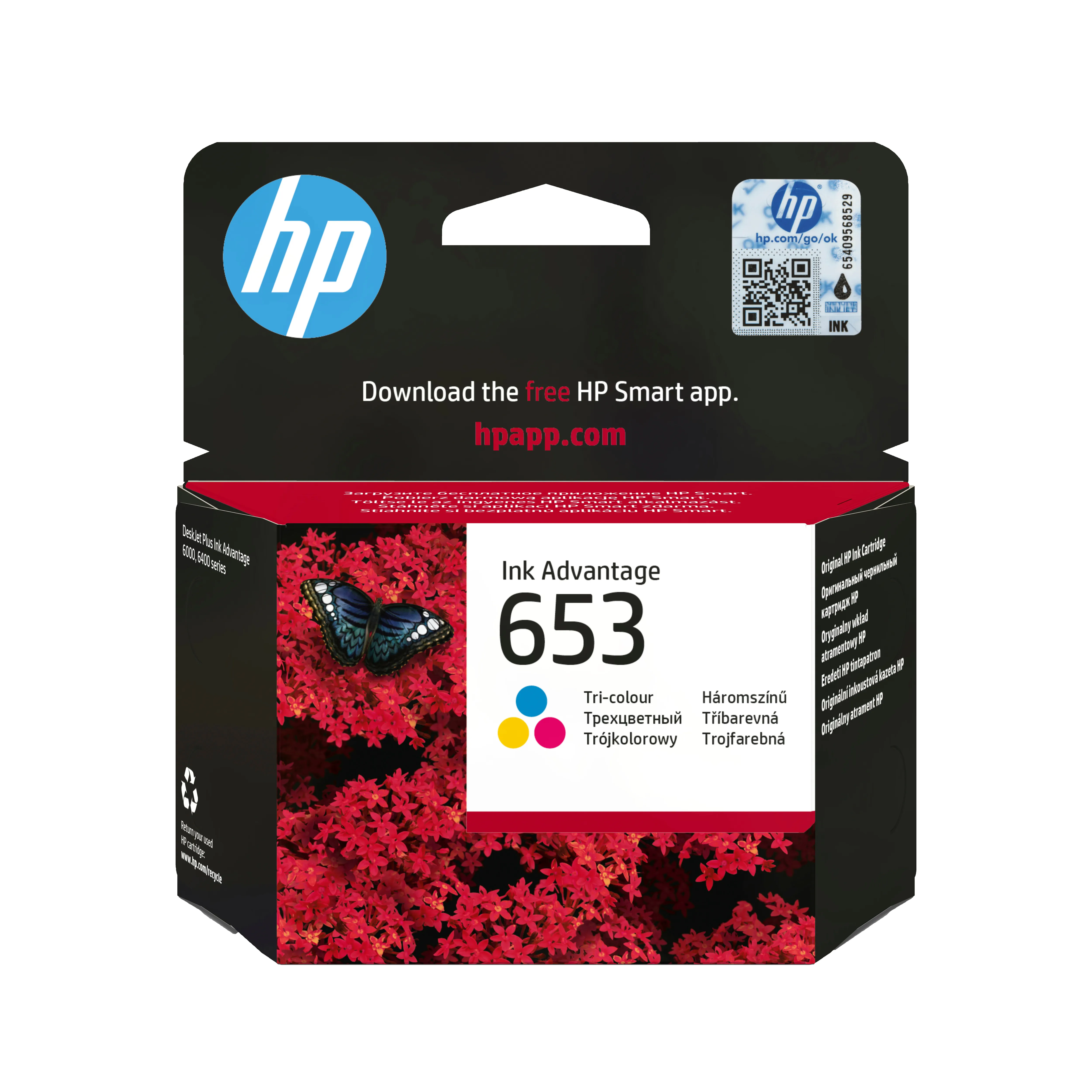 HP 653 - 5 ml - v&auml;ri (sinivihre&auml;, sinipunainen, keltainen) - alkuper&auml;inen - Ink Advantage - mustepatruuna malleihin Deskjet 2776, DeskJet Plus Ink Advantage 607