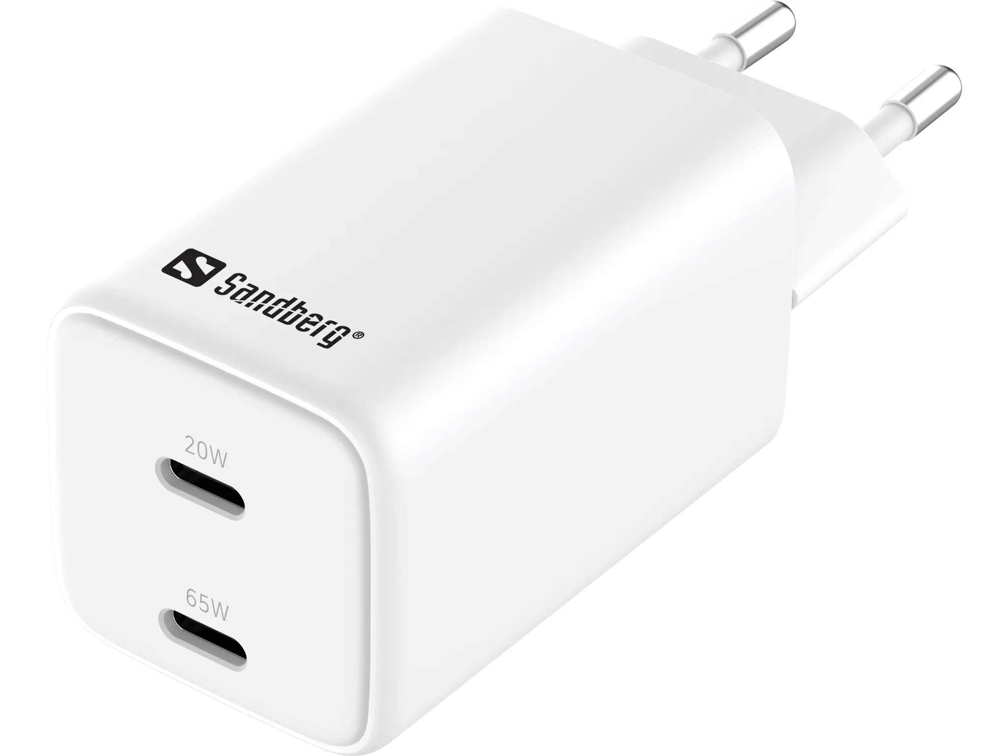 Sandberg AC Charger USB-C PD65W EU 3 metri&auml; - Sein&auml;laturi, Valkoinen