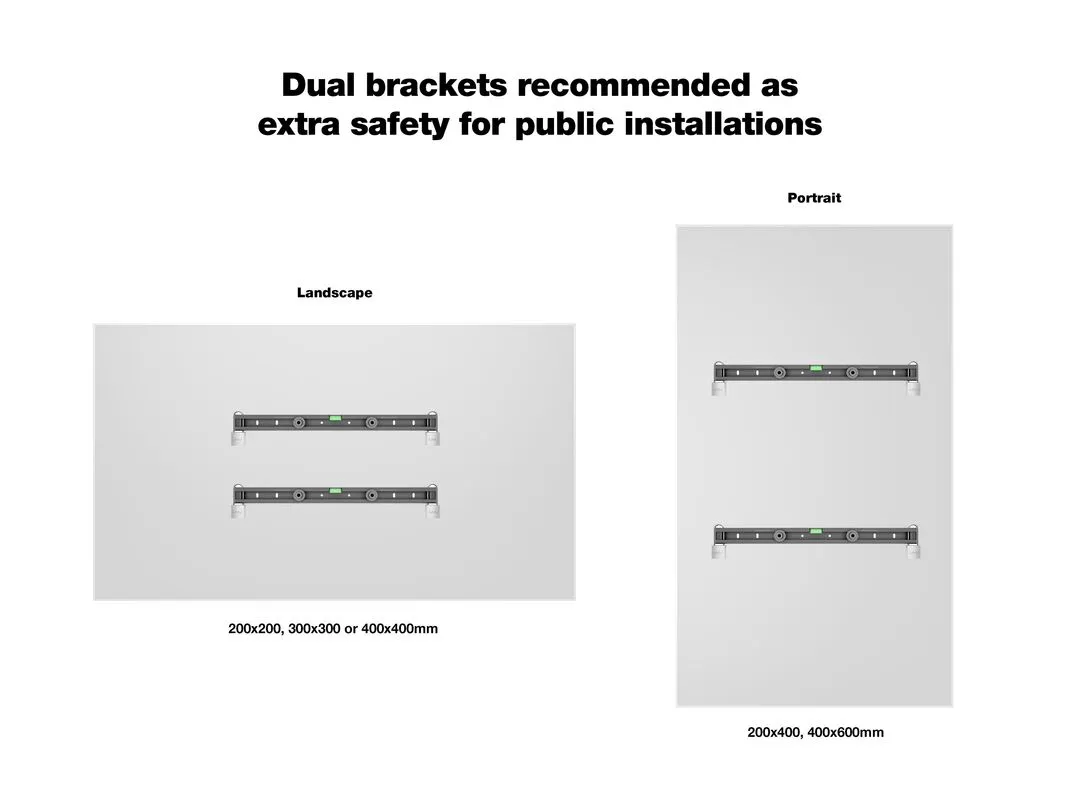 MULTIBRACKETS Universal Public Wallmount Black Small 80kg 26inch-32inch 100x100-400x400 locks included