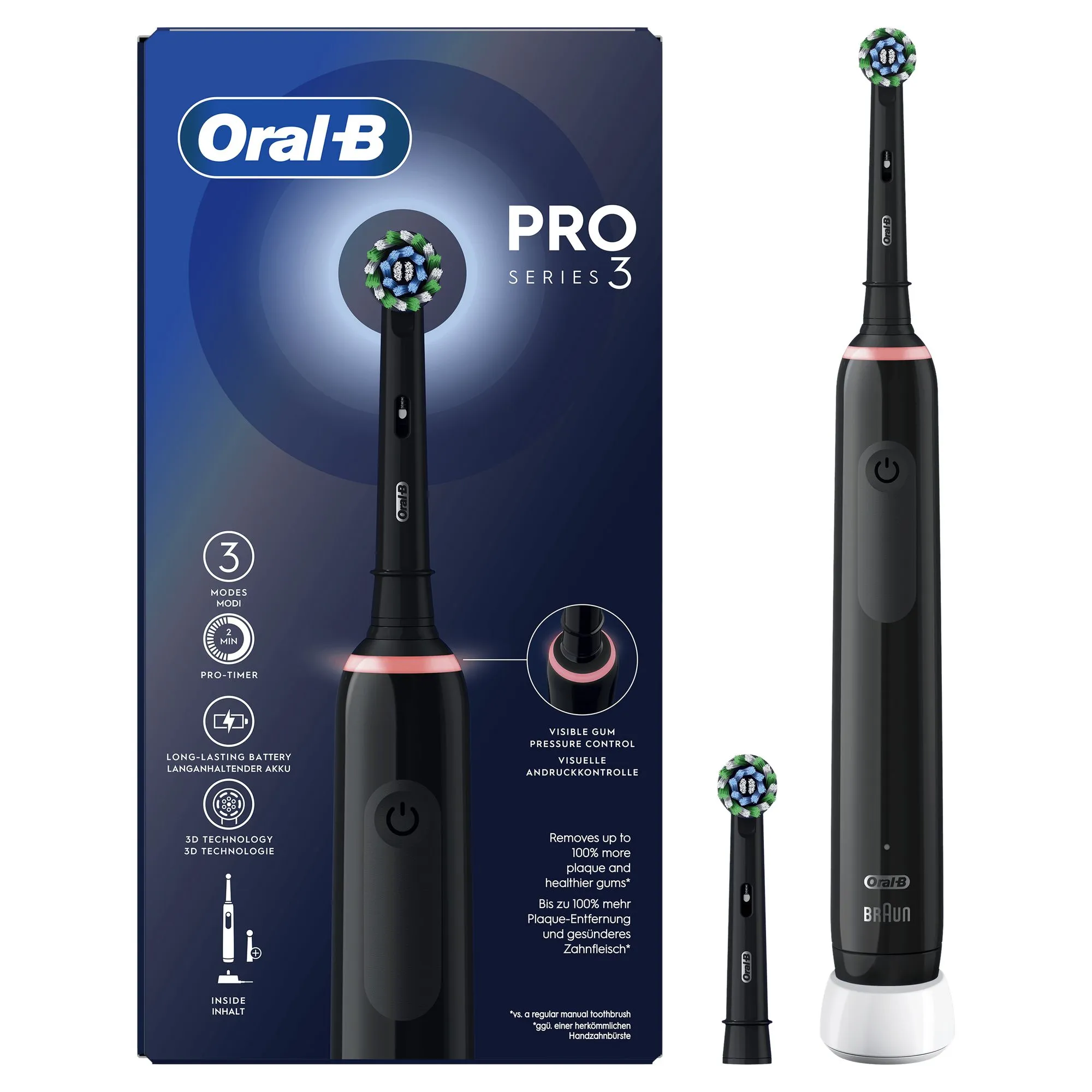 Oral-B Pro 3 3000 CrossAction Black Edition -sähköhammasharja, musta