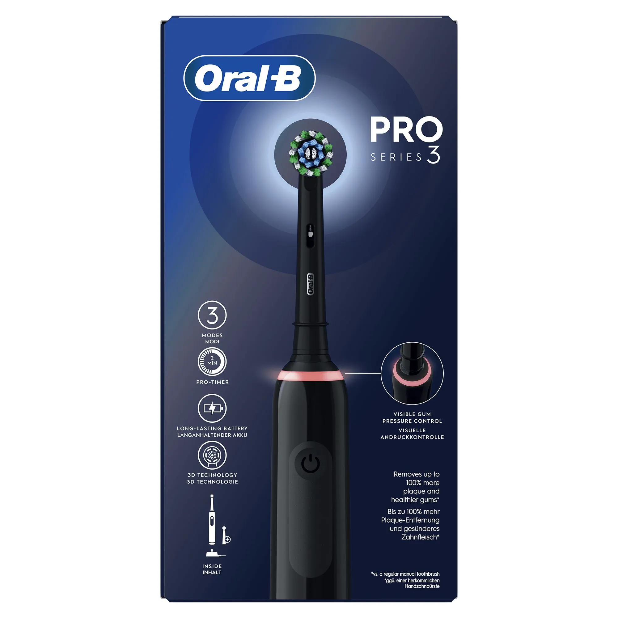 Oral-B Pro 3 3000 CrossAction Black Edition -sähköhammasharja, musta