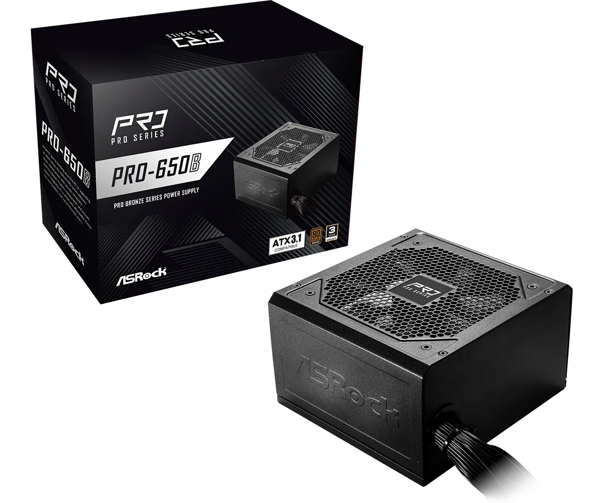 ASRock Pro Series PRO-650B 650W - PSU, 80 Plus Bronze