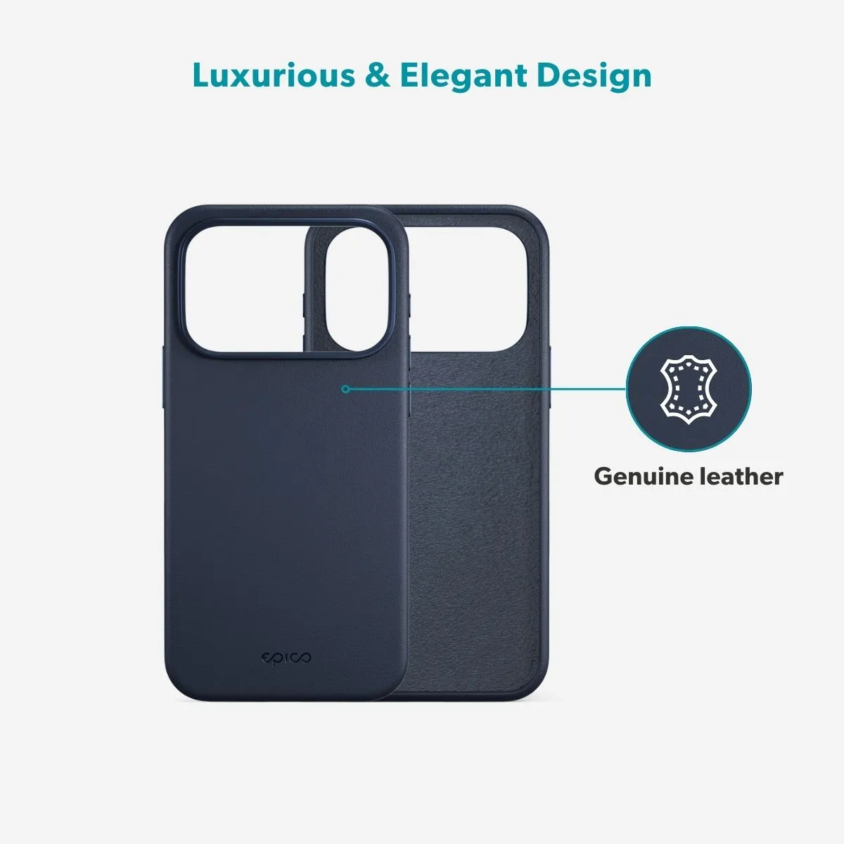 Epico Leather Pro Mag+ Case iPhone 17 Pro Max Qi2  &  MagSafe Compatible, Blue